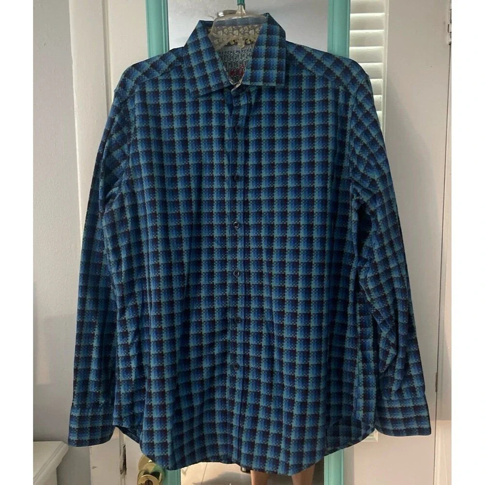 Robert Graham Blue Long Sleeve Button Up Mens Size Medium